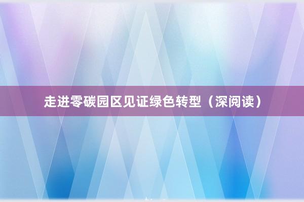 走进零碳园区见证绿色转型（深阅读）