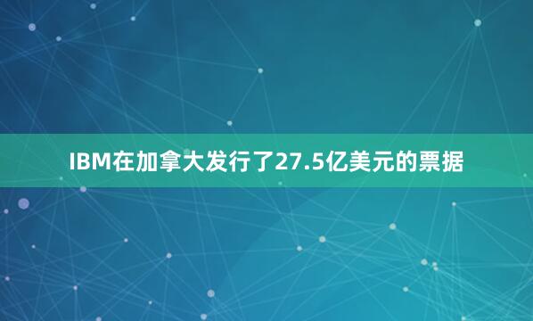 IBM在加拿大发行了27.5亿美元的票据
