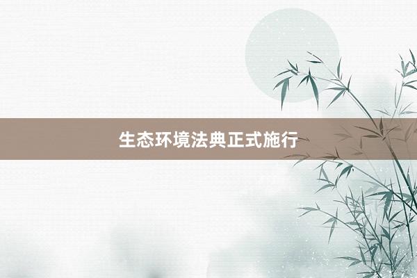 生态环境法典正式施行