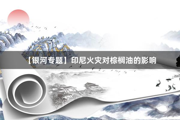 【银河专题】印尼火灾对棕榈油的影响