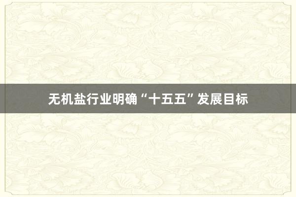 无机盐行业明确“十五五”发展目标