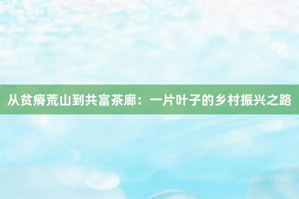 从贫瘠荒山到共富茶廊：一片叶子的乡村振兴之路