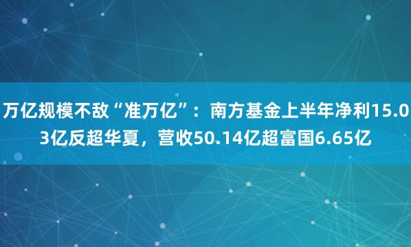万亿规模不敌“准万亿”：南方基金上半年净利15.03亿反超华夏，营收50.14亿超富国6.65亿