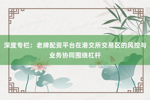深度专栏：老牌配资平台在港交所交易区的风控与业务协同围绕杠杆