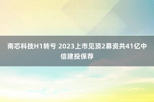 南芯科技H1转亏 2023上市见顶2募资共41亿中信建投保荐