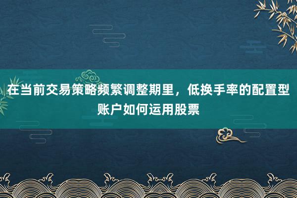 在当前交易策略频繁调整期里，低换手率的配置型账户如何运用股票