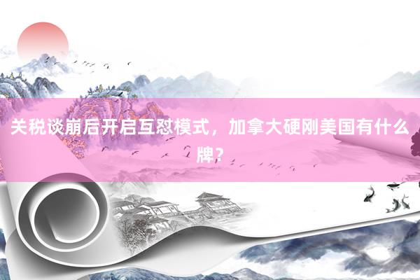 关税谈崩后开启互怼模式，加拿大硬刚美国有什么牌？