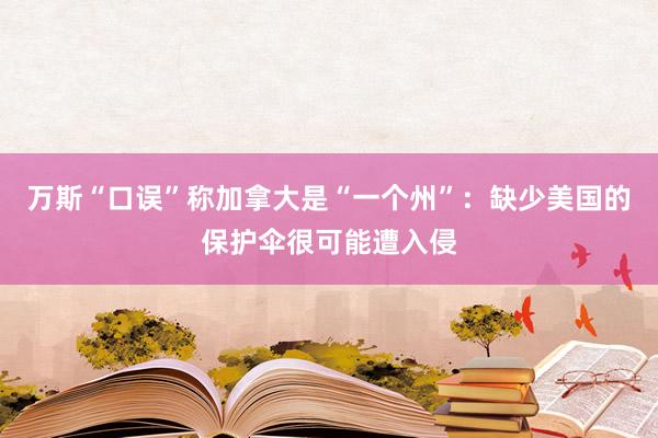万斯“口误”称加拿大是“一个州”：缺少美国的保护伞很可能遭入侵