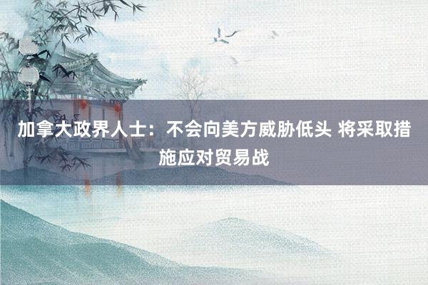 加拿大政界人士：不会向美方威胁低头 将采取措施应对贸易战