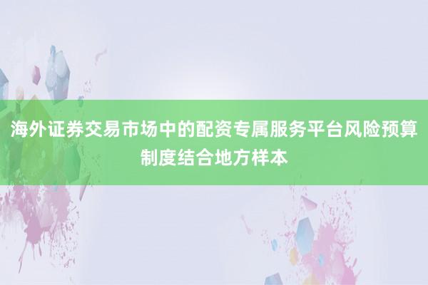 海外证券交易市场中的配资专属服务平台风险预算制度结合地方样本