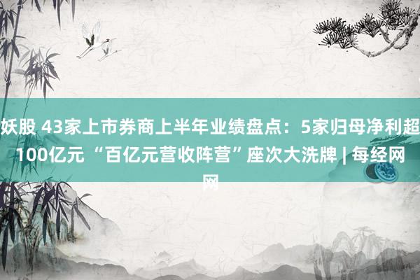 妖股 43家上市券商上半年业绩盘点：5家归母净利超100亿元 “百亿元营收阵营”座次大洗牌 | 每经网