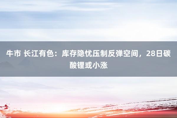 牛市 长江有色：库存隐忧压制反弹空间，28日碳酸锂或小涨
