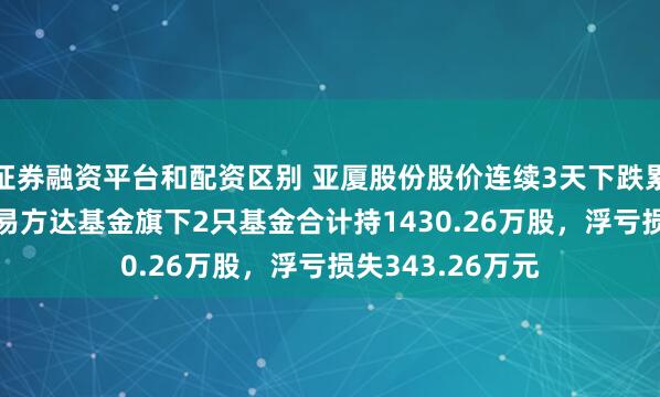证券融资平台和配资区别 亚厦股份股价连续3天下跌累计跌幅5.9%，易方达基金旗下2只基金合计持1430.26万股，浮亏损失343.26万元