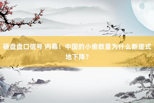砸盘盘口信号 内幕！中国的小偷数量为什么断崖式地下降？