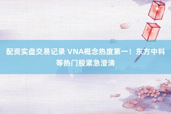 配资实盘交易记录 VNA概念热度第一！东方中科等热门股紧急澄清