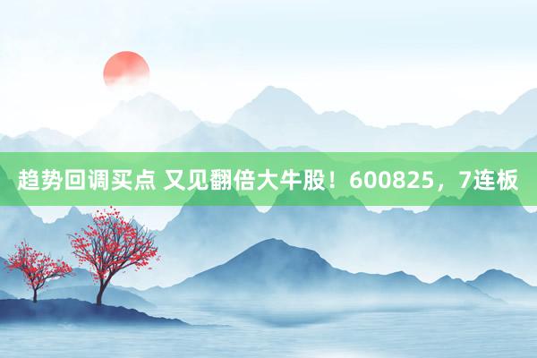 趋势回调买点 又见翻倍大牛股！600825，7连板