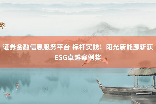 证券金融信息服务平台 标杆实践！阳光新能源斩获ESG卓越案例奖